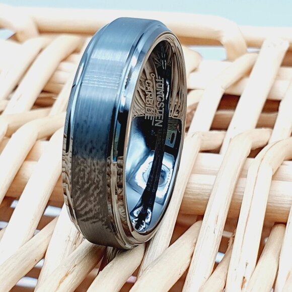 Black Tungsten Wedding Band RingCustom Black Ring GALTUN806